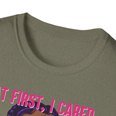 At First I Cared Tattoo Girl Design Tee Shirt